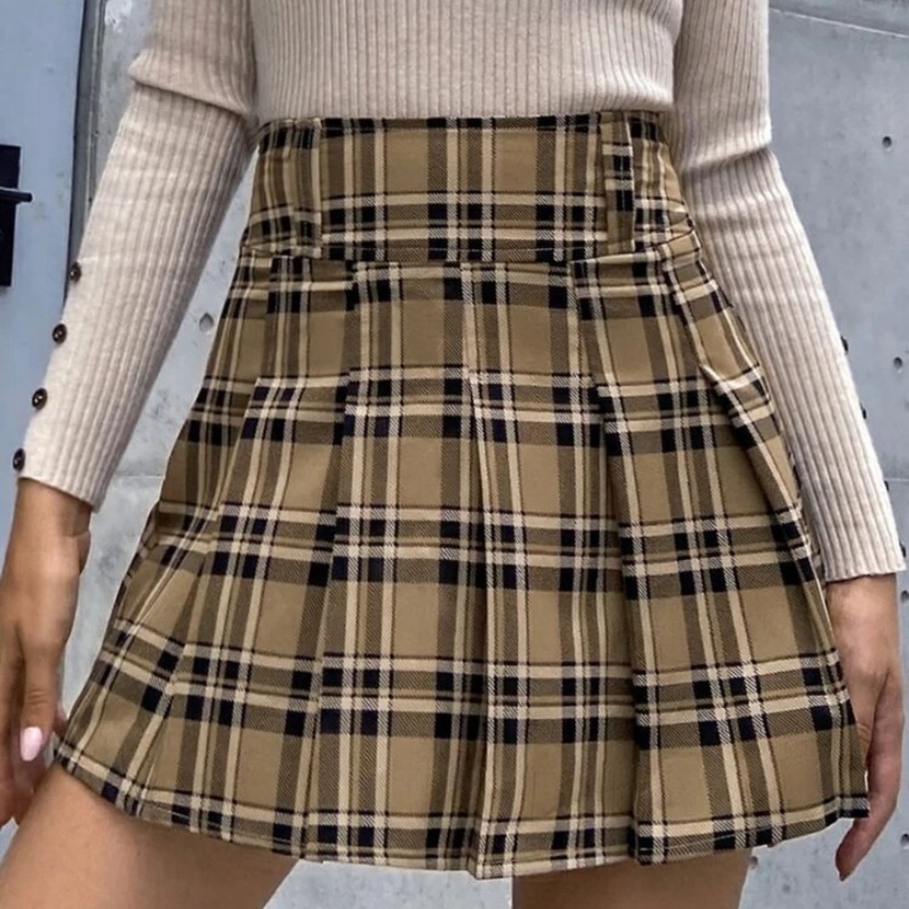High waist Tartan Pleated Skirt
